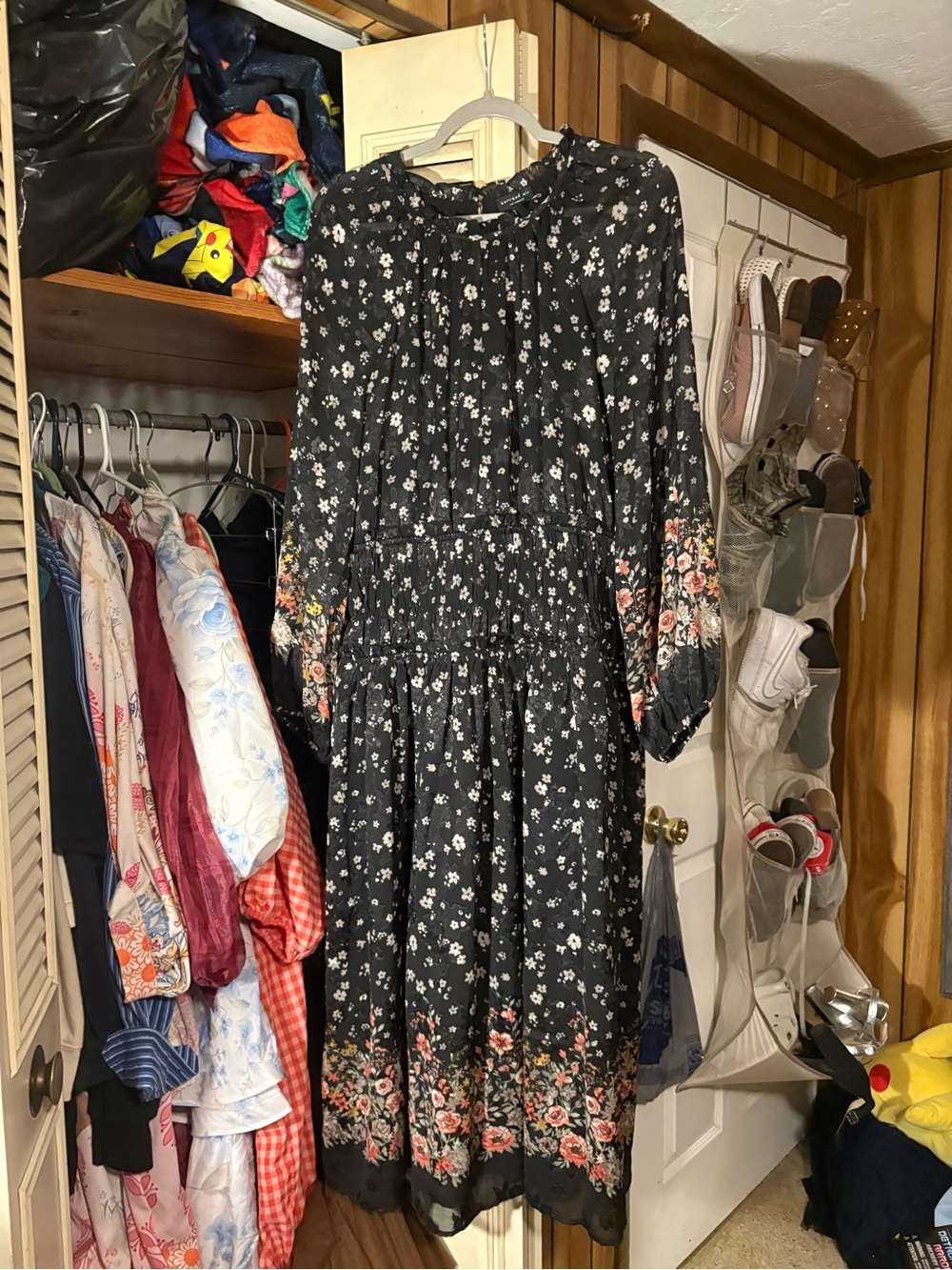 Current Air Black Dress with White Floral Print